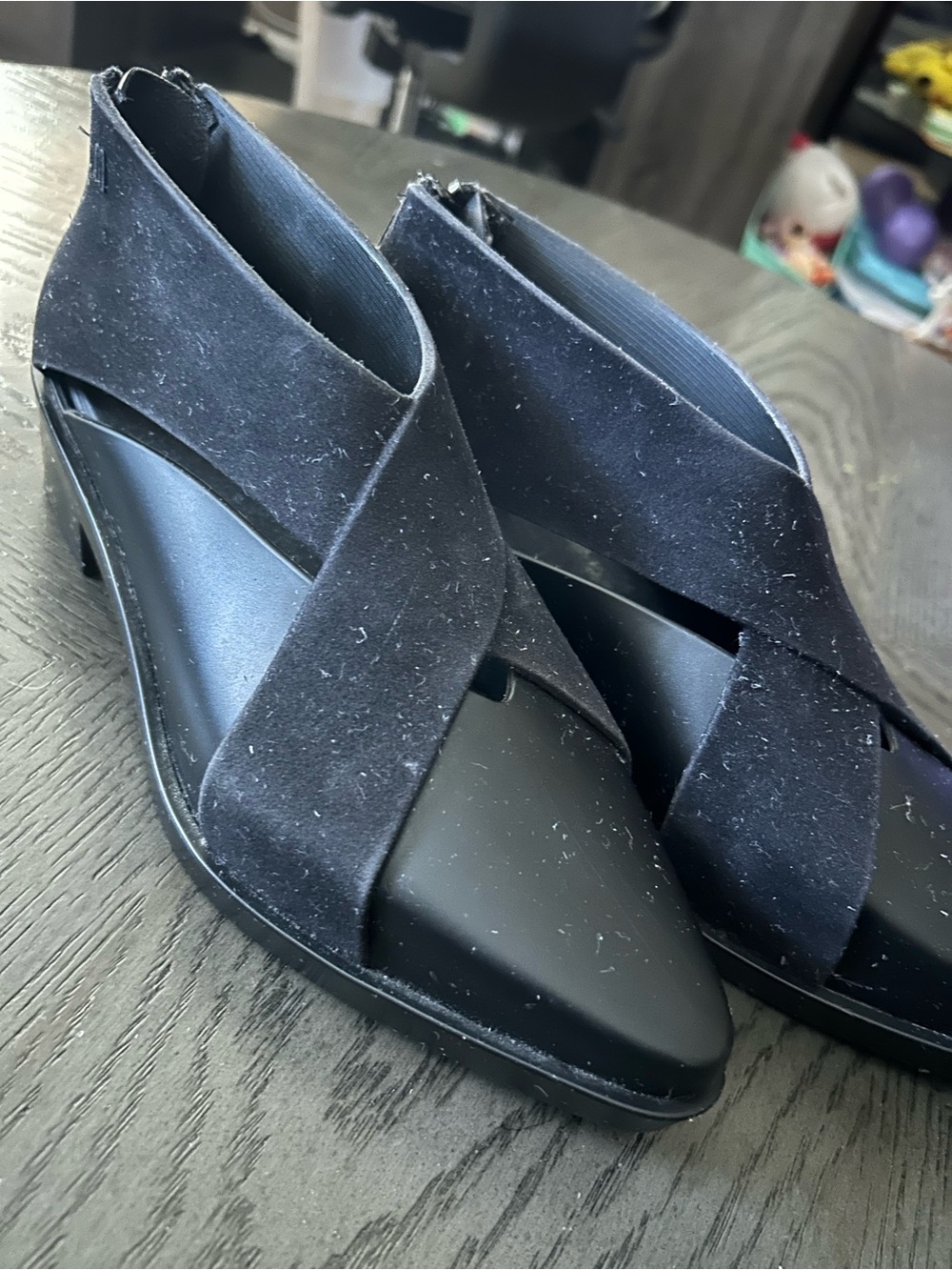 Melissa Black Suede Crisscross Ankle Booties